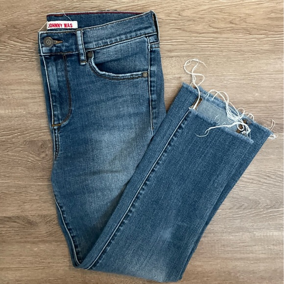 Johnny Was Denim - Johnny Was Distressed Blue Ankle Jeans